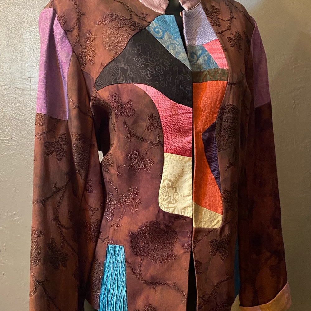 Chicos Design Mixed Fabrics Patchwork Jacket - image 7